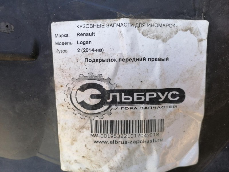 Sandero №15 подкрылок передний правый деф